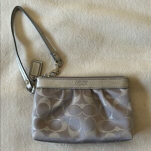 Coach Metallic Silver Wristlet